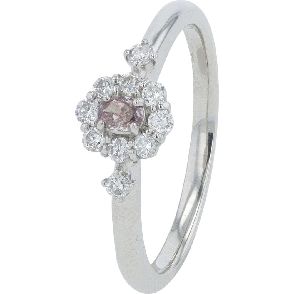 Platinum 0.07 Carat Fancy Pink Diamond Halo Ring with Round Diamonds - 0.27 Carat Total Diamond Weight