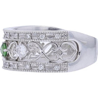 Platinum 0.12 Carat Tsavorite Center & 0.30 Carat Diamond Ring - Elegant Platinum Band with Tsavorite and Diamonds