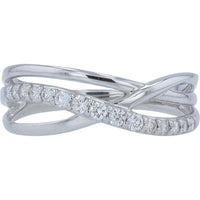 Platinum 0.20 Carat Total Weight Diamond Crossover Ring - Contemporary Intertwined Design