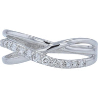 Platinum 0.20 Carat Total Weight Diamond Crossover Ring - Contemporary Intertwined Design