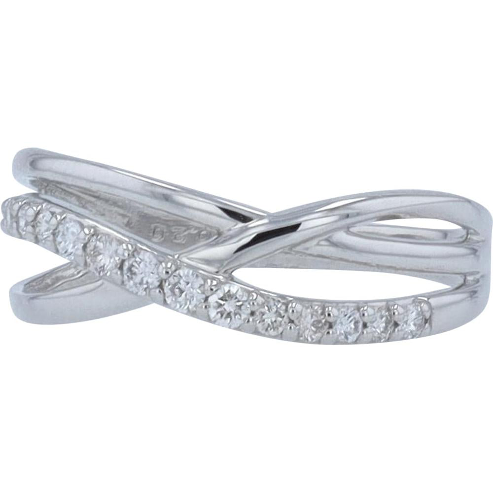 Platinum 0.20 Carat Total Weight Diamond Crossover Ring - Contemporary Intertwined Design
