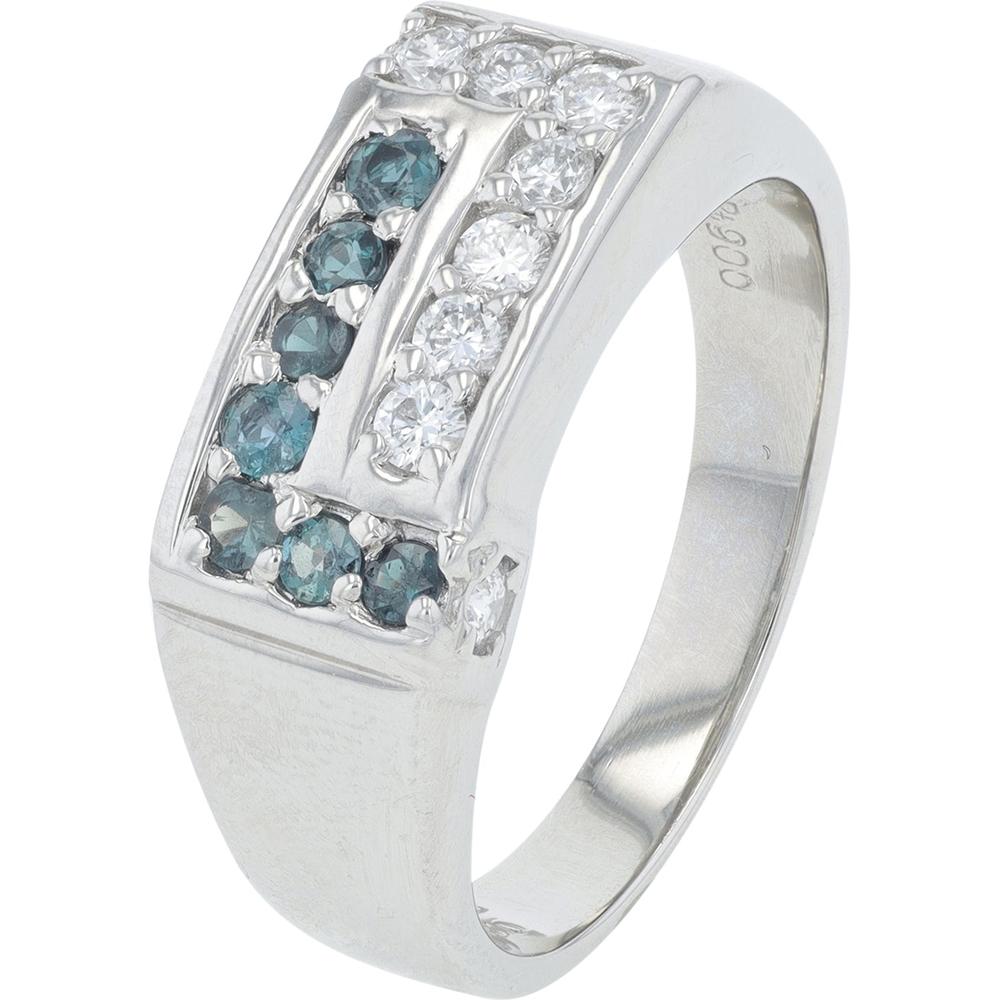 Platinum 0.22 Carat Oval Alexandrite Ring with 0.31 Carat Total Diamond Accents