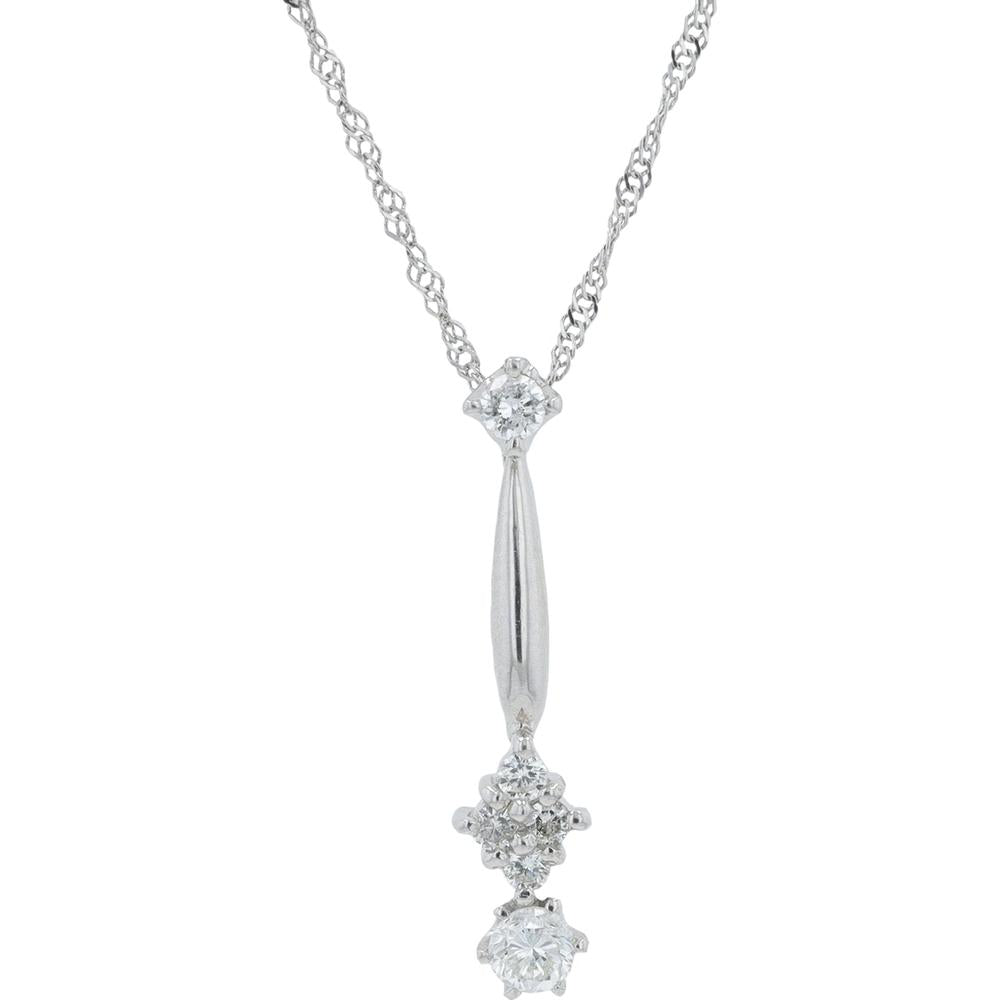 Platinum 0.25 Carat Total Weight Round Diamond Pendant Necklace - 15" Chain
