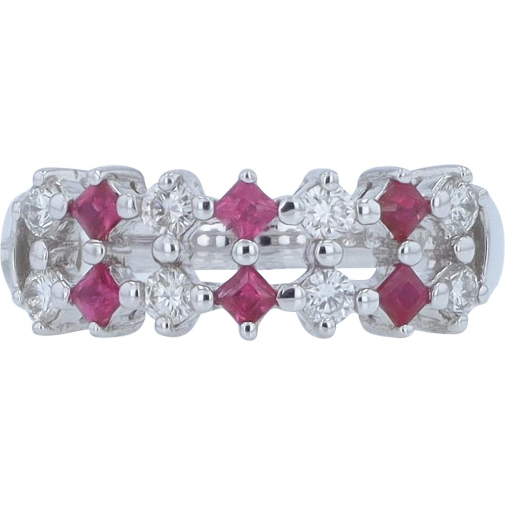 Platinum 0.30 Carat Ruby & Diamond Ring - 0.40 Carat Total Diamond Weight