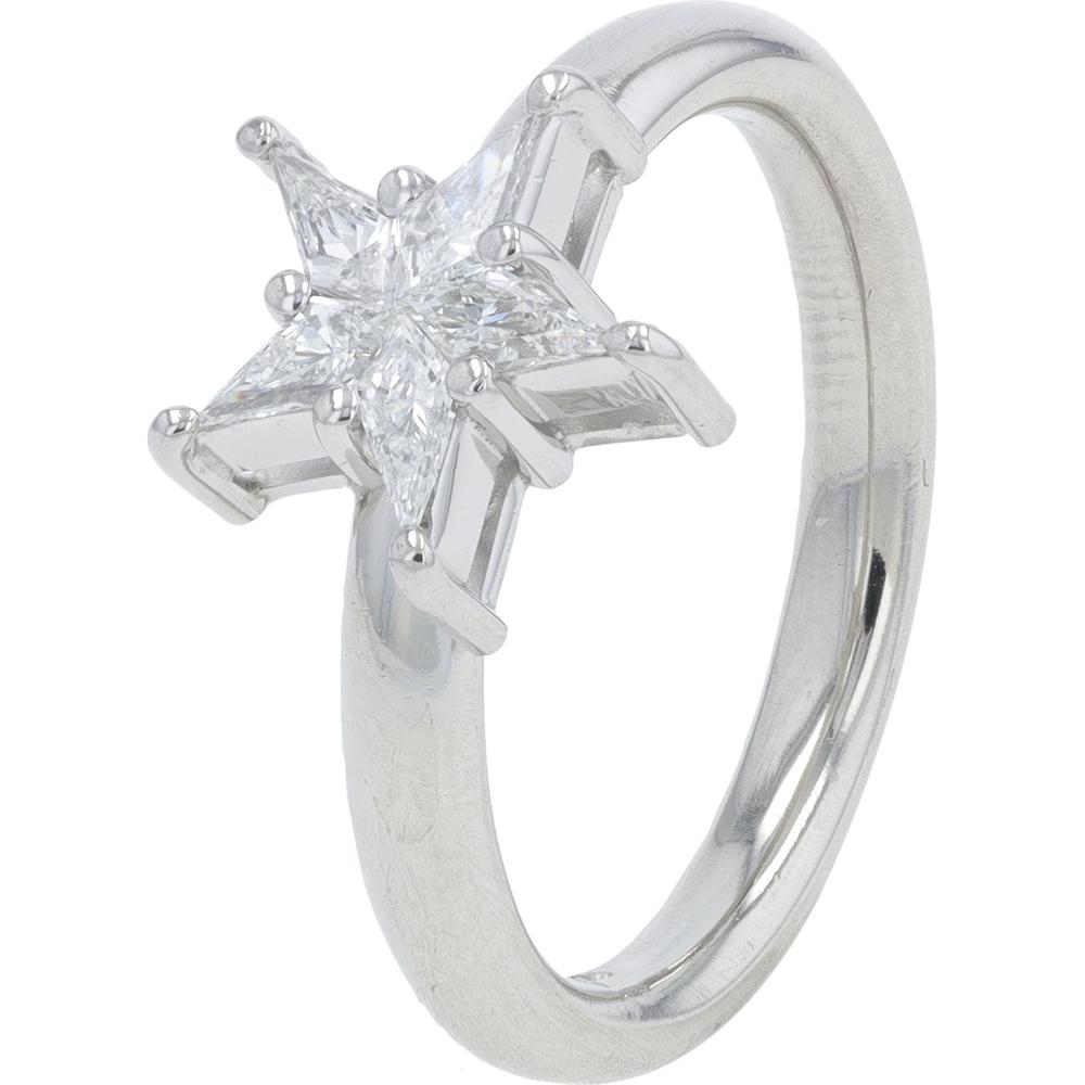 Platinum 0.32 Carat Total Weight Diamond Star Ring - Prong Set Sparkle Design