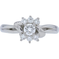 Platinum 0.38 Carat Total Weight Diamond Cluster Ring - 7 Round Diamonds Prong Set