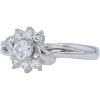 Platinum 0.38 Carat Total Weight Diamond Cluster Ring - 7 Round Diamonds Prong Set