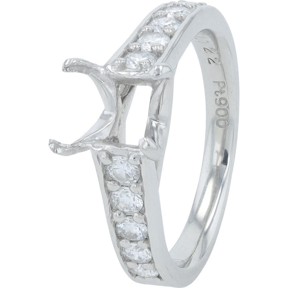 Platinum 0.40 Carat Total Weight Diamond Semi-Mount Ring with U-Prong Pavé Setting