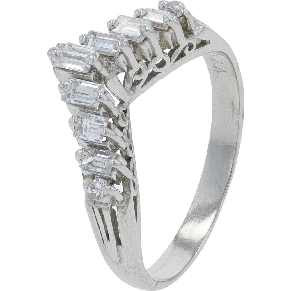 Platinum 0.44 Carat Diamond Chevron Band with Openwork Gallery Setting