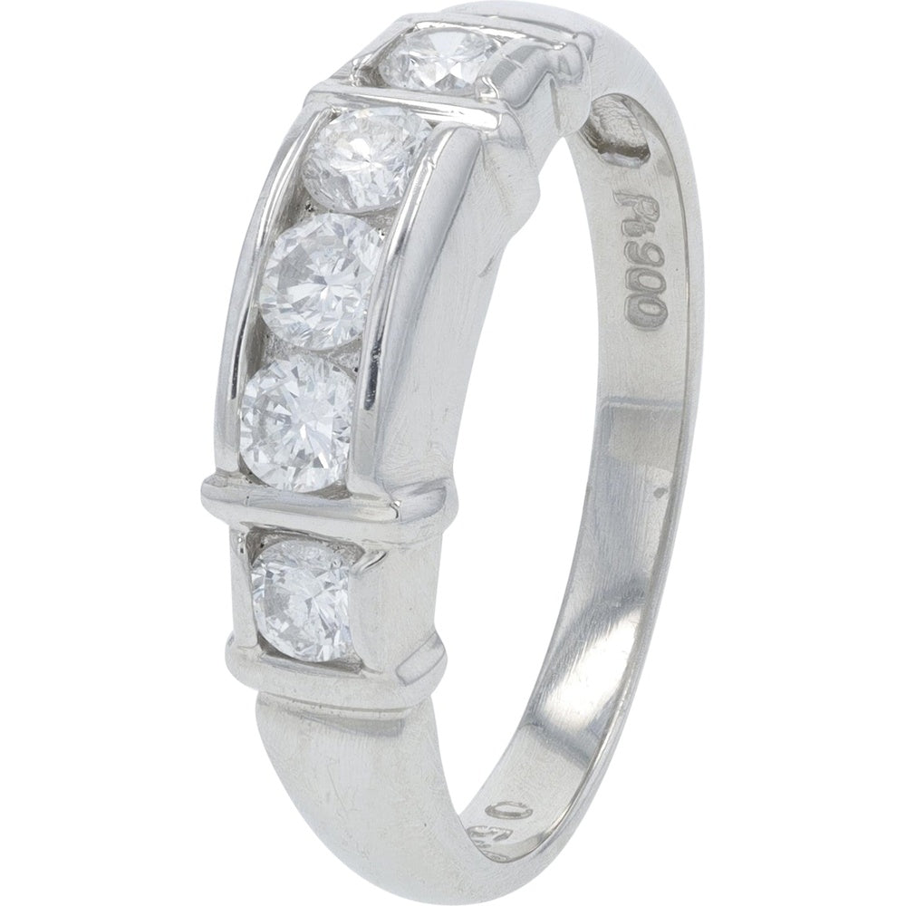 Platinum 0.50 Carat Channel Set Round Diamond Band Ring - Size 6.5