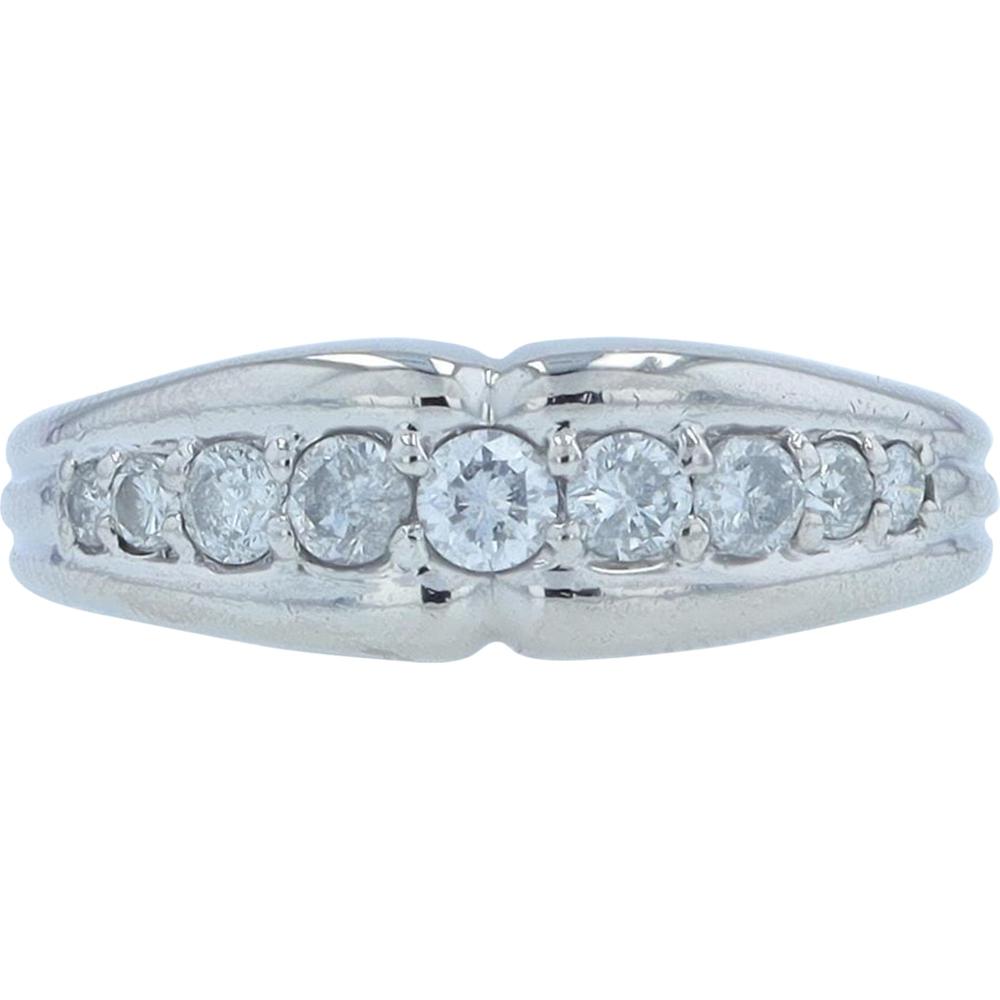 Platinum 0.50 Carat Total Diamond Weight Band Ring with Round Brilliant Diamonds - Prong Set