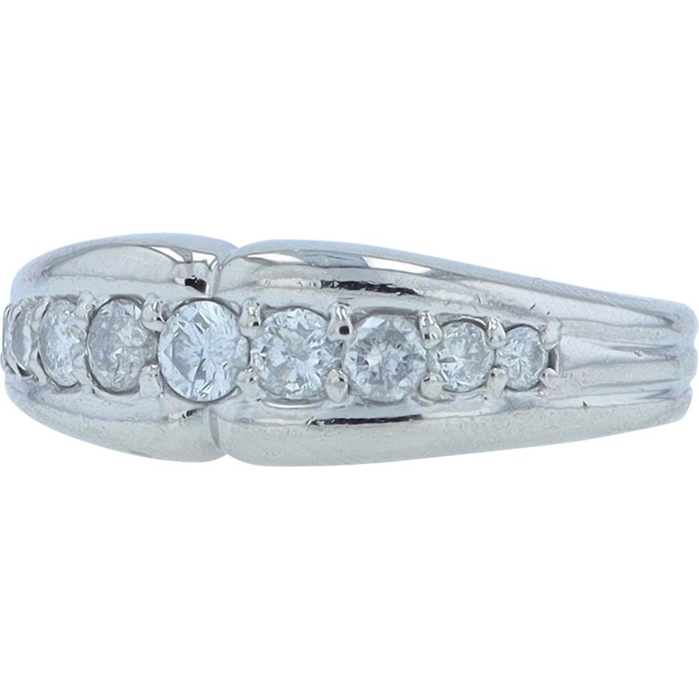 Platinum 0.50 Carat Total Diamond Weight Band Ring with Round Brilliant Diamonds - Prong Set