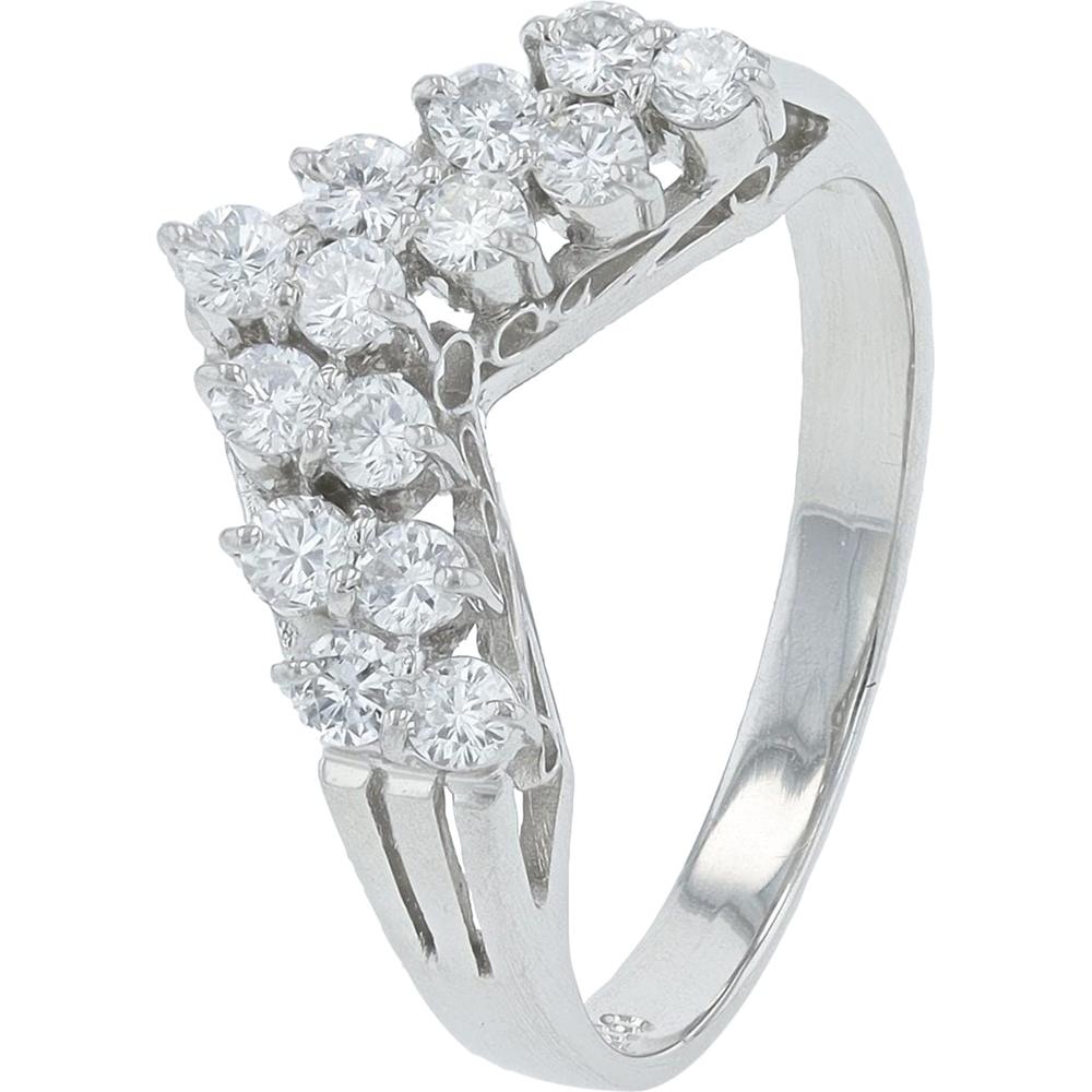 Platinum 0.50 Carats V-Shaped Diamond Band with Round Brilliant Cut Diamonds