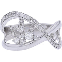 Platinum 0.53 Carat Diamond Asymmetrical Ring with Floating Cluster Diamonds