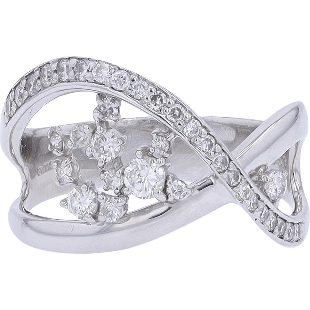 Platinum 0.53 Carat Diamond Asymmetrical Ring with Floating Cluster Diamonds