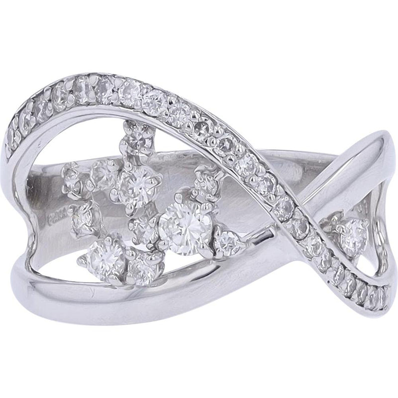 Platinum 0.53 Carat Diamond Asymmetrical Ring with Floating Cluster Di ...