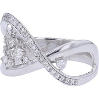 Platinum 0.53 Carat Diamond Asymmetrical Ring with Floating Cluster Diamonds