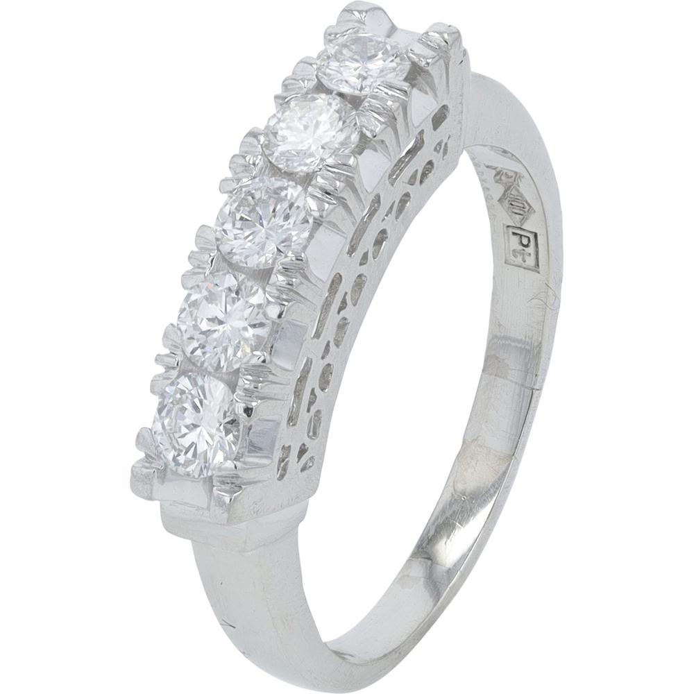Platinum 0.53 Carat Diamond Band with Five Round Brilliant Prong - Set Diamonds