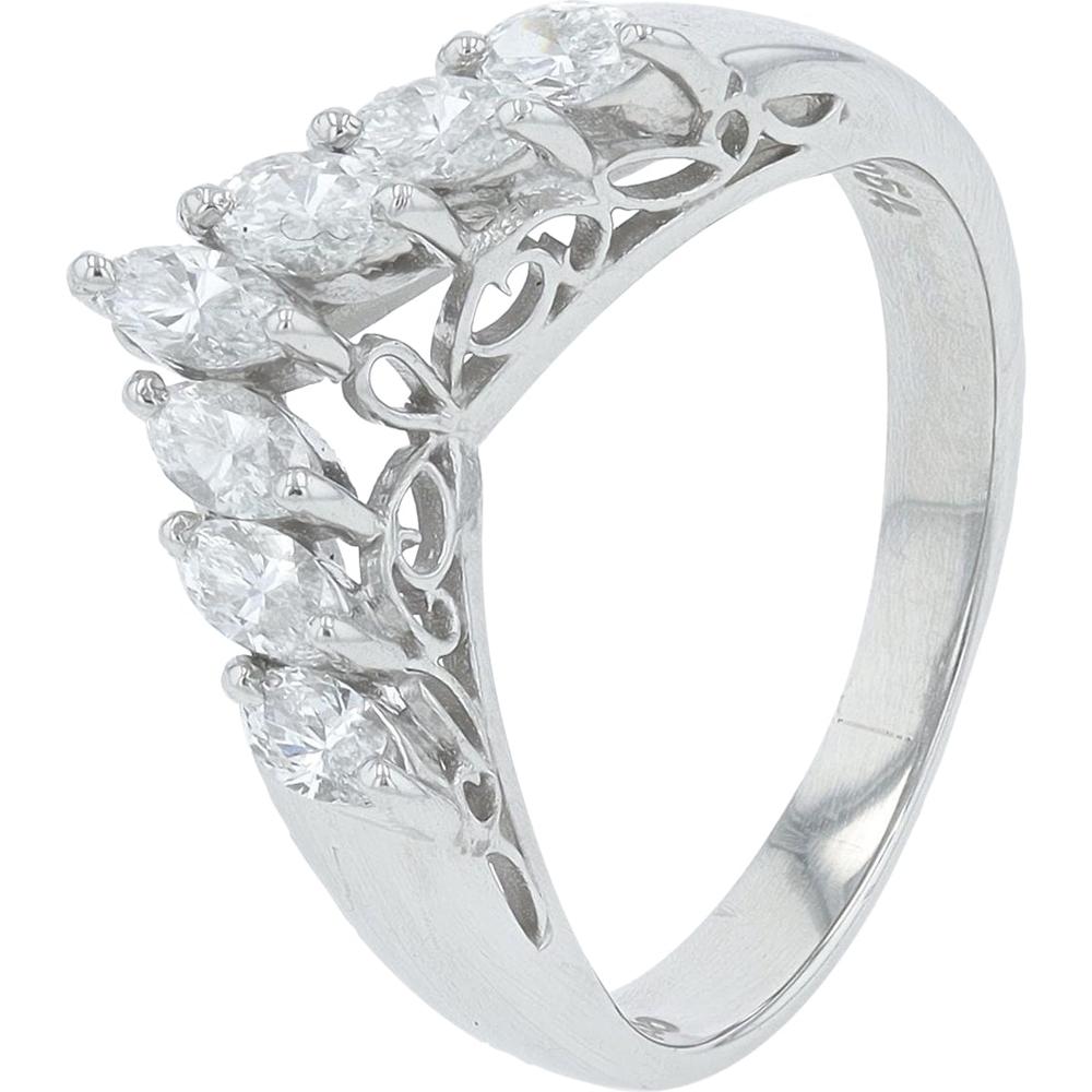 Platinum 0.54 Carat Diamond Band with Openwork Petal Motif - 0.54 Carat Total Diamond Weight