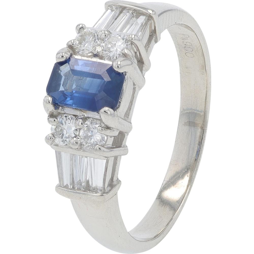 Platinum 0.56 Carat Total Weight Sapphire Ring with 0.48 Carat Diamond Accents
