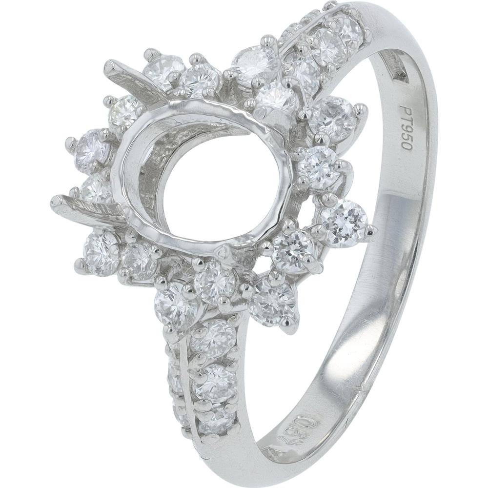Platinum 0.57 Carat Total Weight Diamond Semi-Mount with Round Brilliant Diamonds