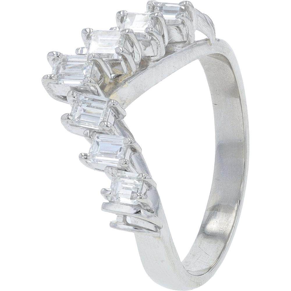 Platinum 0.59 Carat Diamond Chevron Band - Elegant Modern Design with Emerald Cut Diamonds