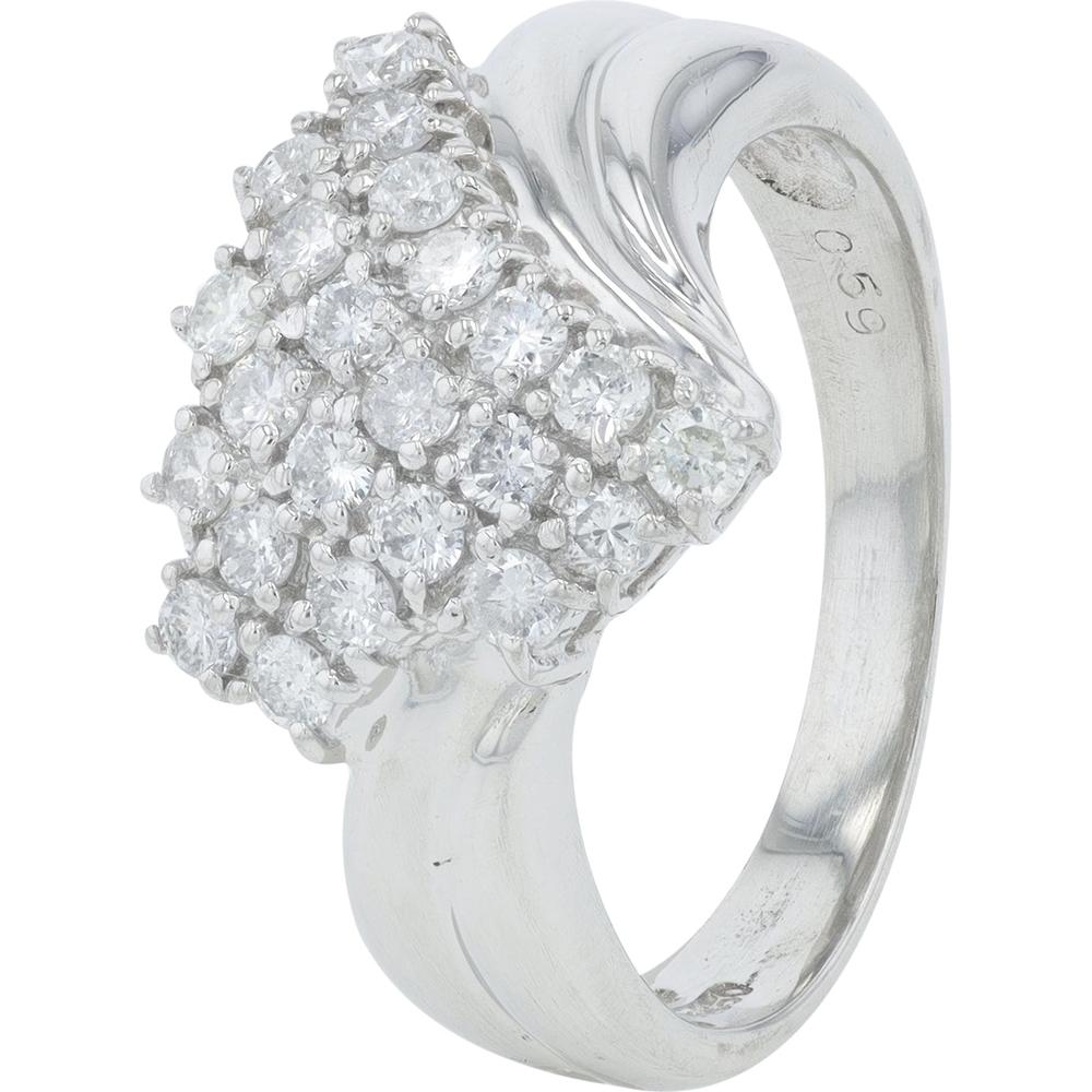 Platinum 0.59 Carat Round Diamond Cluster Ring - 0.59 Carat Total Diamond Weight