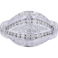 Platinum 0.60 Carat Diamond Estate Ring with Pavé - Set Round Diamonds