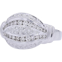 Platinum 0.60 Carat Diamond Estate Ring with Pavé - Set Round Diamonds