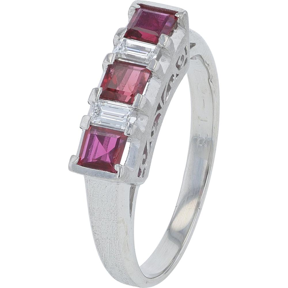 Platinum 0.60 Carat Total Weight Ruby and Diamond Band - 0.60 Carat Ruby, 0.13 Carat Diamond
