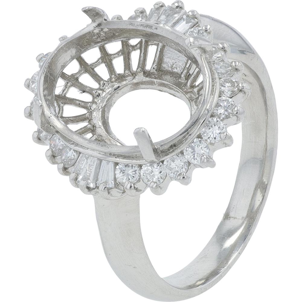 Platinum 0.64 Carat Diamond Halo Semi-Mount Ring for Custom Center Stone