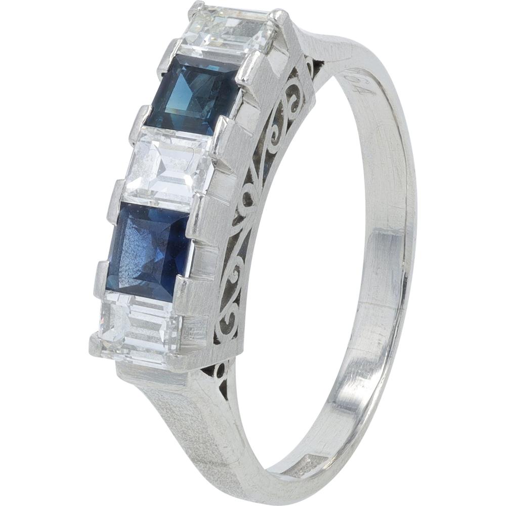 Platinum 0.64 Carat Sapphire Ring with 3 - Prong Set Sapphires and Platinum Band