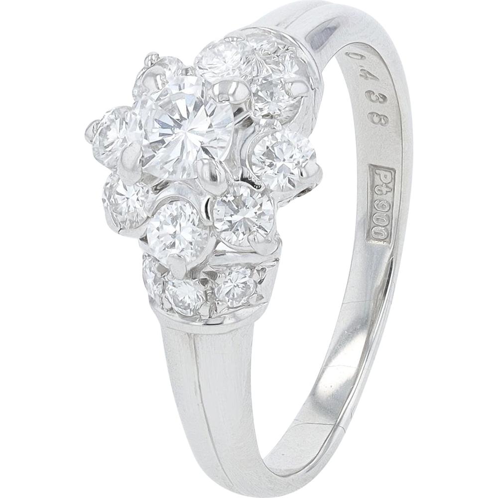 Platinum 0.64 Carats Diamond Halo Ring - Brilliant Sparkle and Timeless Elegance