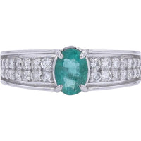 Platinum 0.65 Carat Oval Emerald Ring with 0.36 Carat Pavé Diamonds