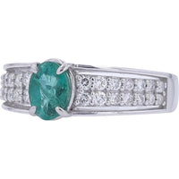 Platinum 0.65 Carat Oval Emerald Ring with 0.36 Carat Pavé Diamonds