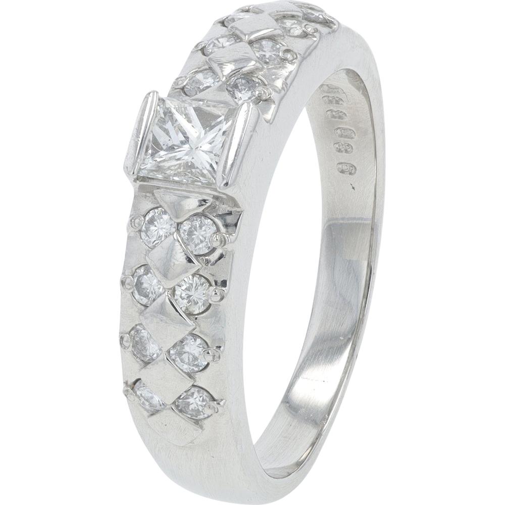 Platinum 0.69 Carat Total Weight Round Diamond Band Ring