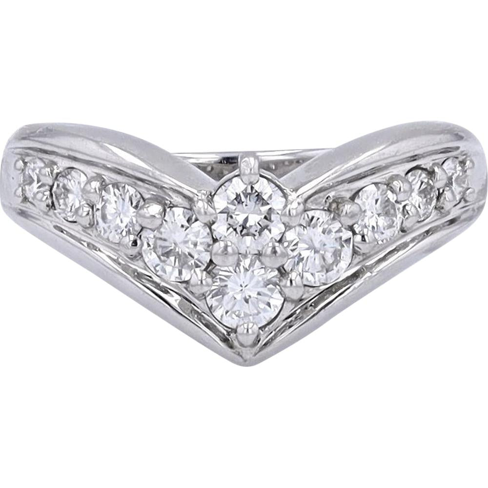 Platinum 0.70 Carat Diamond Chevron Band Ring - 0.70 Carat Total Diamond Weight