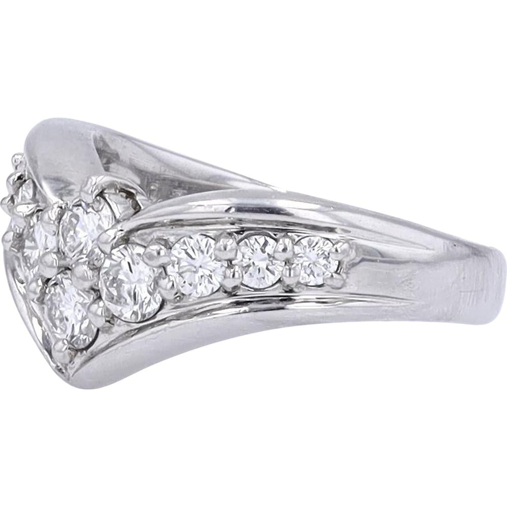 Platinum 0.70 Carat Diamond Chevron Band Ring - 0.70 Carat Total Diamond Weight