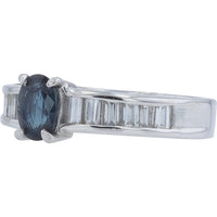 Platinum 0.71 Carat Oval Sapphire Ring with 0.53 Carat Total Diamond Weight