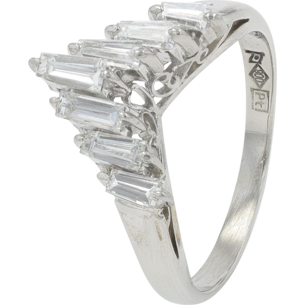 Platinum 0.72 Carat Diamond Chevron Band with Baguette Diamonds - 0.72 Carat Total Diamond Weight