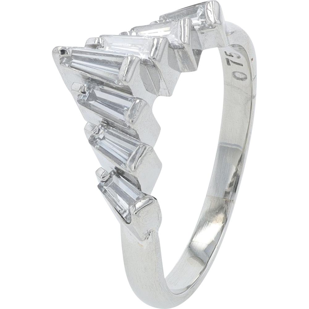 Platinum 0.75 Carat Diamond Wrap Ring with Baguette - Cut Diamonds - 0.75 Carat Total Diamond Weight