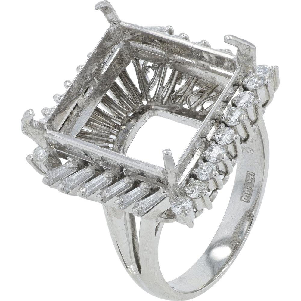 Platinum 0.76 Carat Diamond Semi - Mount Ring - Customizable Prong Set Design
