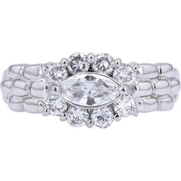 Platinum 0.82 Carat Total Weight Marquise Diamond Halo Ring - 0.82 Carat Total Diamond Weight