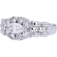 Platinum 0.82 Carat Total Weight Marquise Diamond Halo Ring - 0.82 Carat Total Diamond Weight