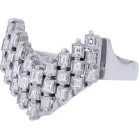 Platinum 0.84 Carat Baguette Diamond Ring Wrap Enhancer with V-Shape Design - Size 5.75 Total Diamond Weight