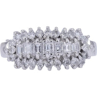 Platinum 0.86 Carat Diamond Ring with Baguette and Round Diamonds - 0.86 Carat Total Diamond Weight