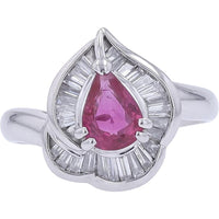 Platinum 0.88 Carat Ruby Center Halo Ring with 0.38 Carat Diamond Accents