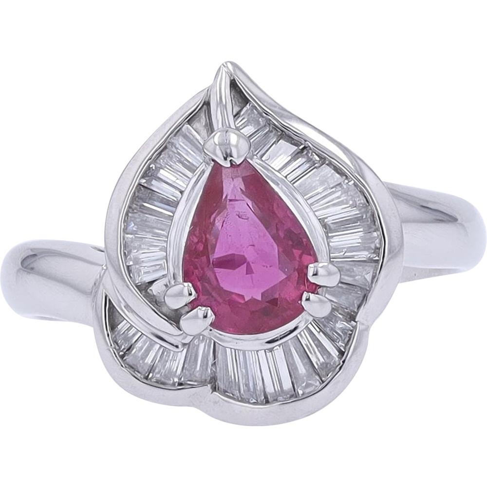 Platinum 0.88 Carat Ruby Center Halo Ring with 0.38 Carat Diamond Accents