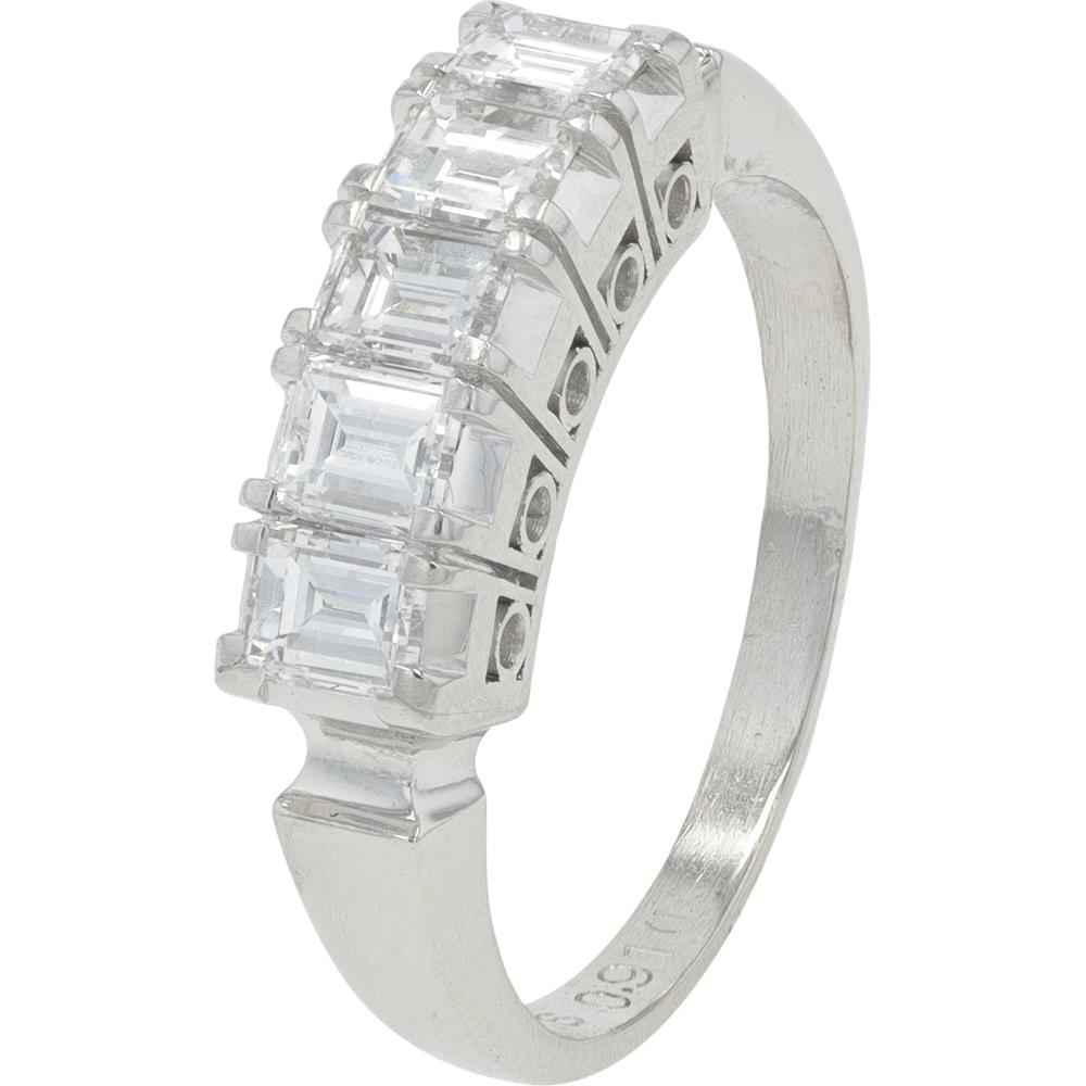 Platinum 0.91 Carat Emerald Cut Diamond Band - 0.91 Carat Total Diamond Weight