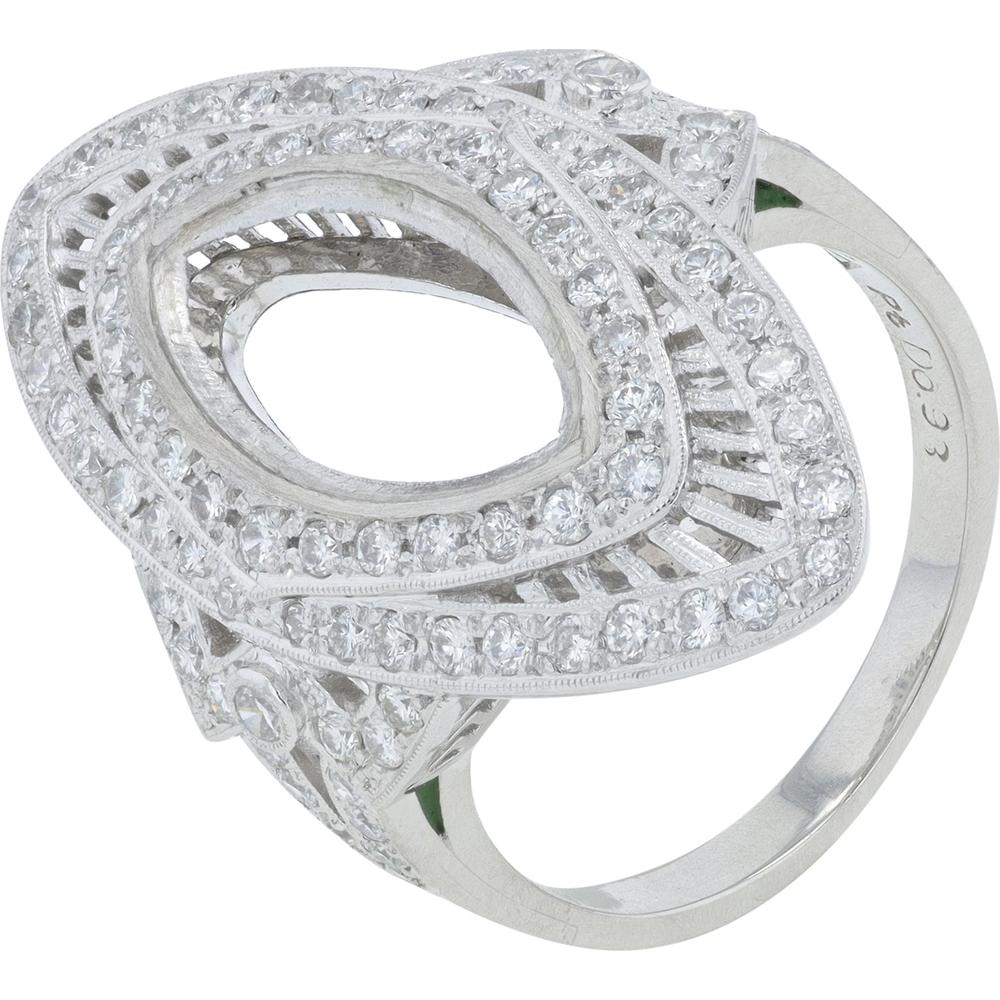 Platinum 0.93 Carats Diamond Semi-Mount Ring with Milgrain Detail